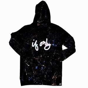IF ONLY LIMITED EDITION Paint Color Splatter Black Hoodie Sweat Shirt